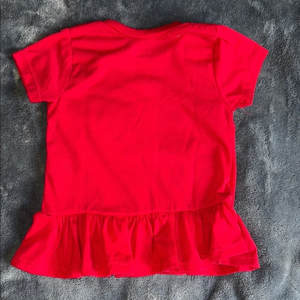 Disney Red Minnie Mouse Peplum Ruffle Tee & NON-MATCHING Bucket Hat